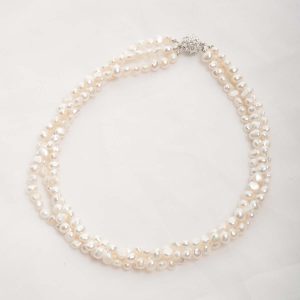 3 Strand Freshwater Pearl Necklace with magnet clasp