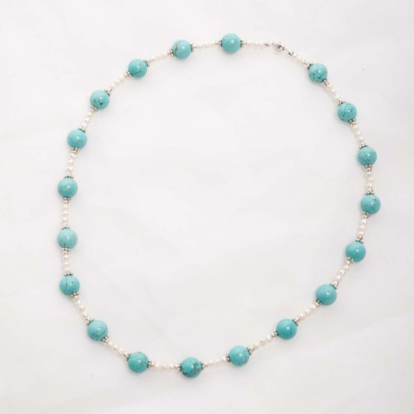 Turquoise and freshwater pearl necklace