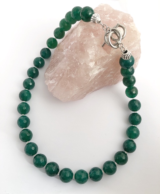 Round Moss Green Agate Pendant Necklace With Cz Accents – FineColorJewels