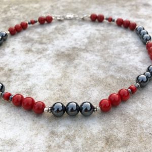 Coral and Hematite Necklace