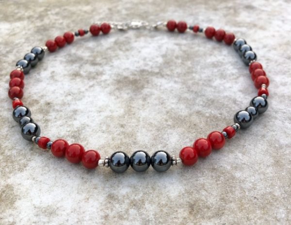 Coral and Hematite Necklace