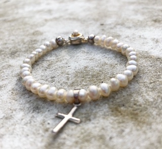 Freshwater Pearl and Sterling Silver Cross