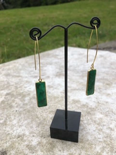 An Emerald Green Quartz Earrings with Rolled gold on sterling silver