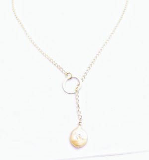 A Freshwater Pearl and Sterling Silver Chain.