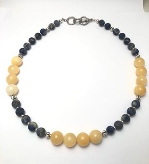 Royal Blue Sodalite and Yellow Kynite Necklace