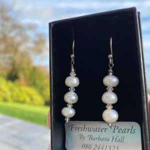 A Freshwater Pearl and Swarovski Crystal Earrings