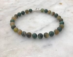 Green Toned Banded Agate Necklace