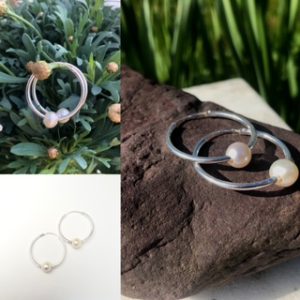 A Sterling Silver Hoop and Freshwater Real Pearl