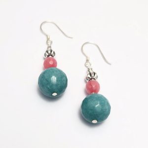 Jade and Agate Earrings with Sterling Silver earring wire