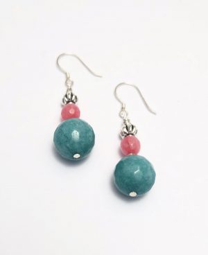 Jade and Agate Earrings with Sterling Silver earring wire