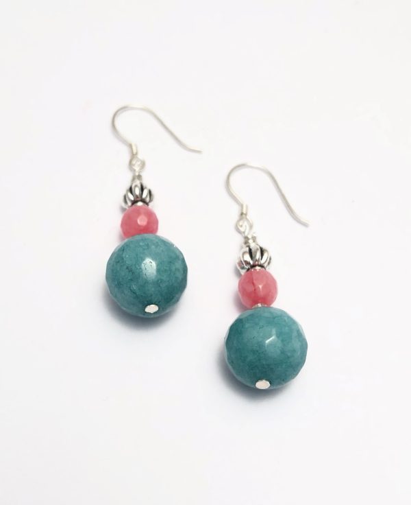 Jade and Agate Earrings with Sterling Silver earring wire