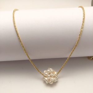 Real Pearl on Sterling Silver and Gold Plated Chain