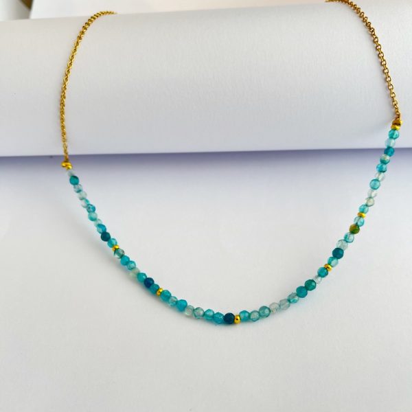 Blue Agate and 18ct Gold Plated Chain