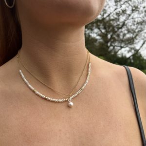 Layered Pearl Necklace with 18ct Gold Plated and Swarovski Crystal