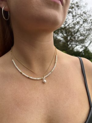 Layered Pearl Necklace with 18ct Gold Plated and Swarovski Crystal
