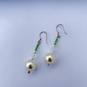 Pearl drop with Crystal and Sterling Silver earring wire