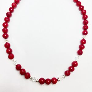 Coral and Swarovski Crystal Necklace