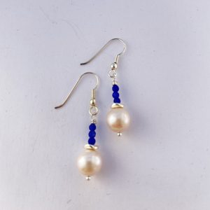 Beautiful Real Pearls ,Semi-Precious Stones with Sterling Silver Hook Earrings