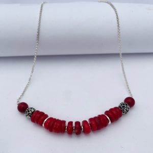 Coral and Sterling Silver Chain