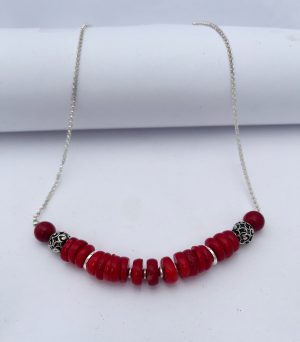 Coral and Sterling Silver Chain