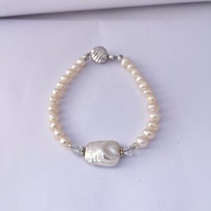 Baroque Pearl and Sterling Silver Bracelet